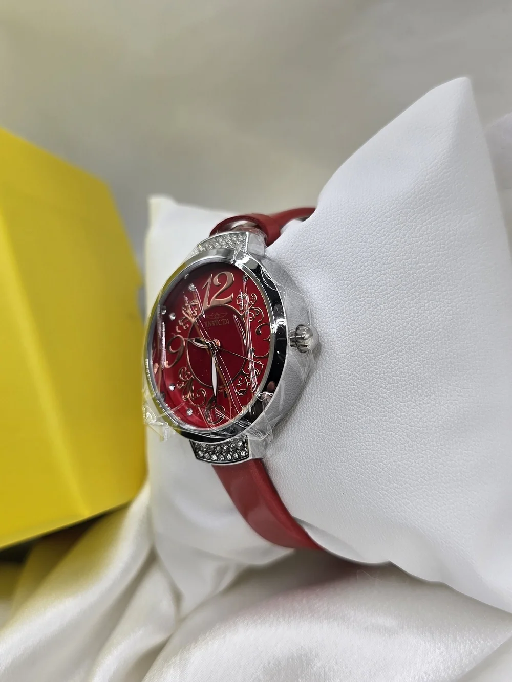 Invicta Celestial Women’s Quartz 33mm Silver Case White Dial Red Band